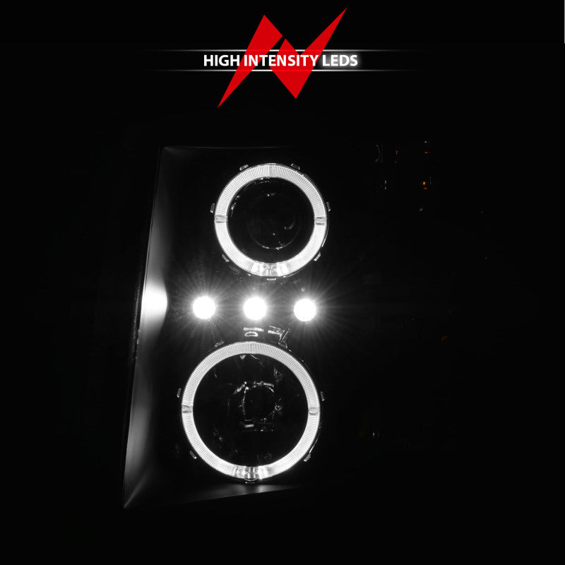 ANZO 2007-2013 Chevrolet Silverado 1500 Projector Headlights w/ Halo Black - 111200