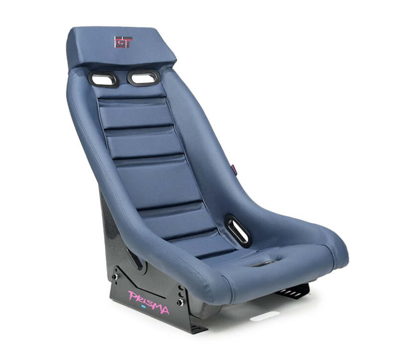 NRG GT Retro Bucket Seat - Navy PVC Leather Navy Stitching Silver Fiberglass Back w/ Glitter - PRI-150NVY - front view
