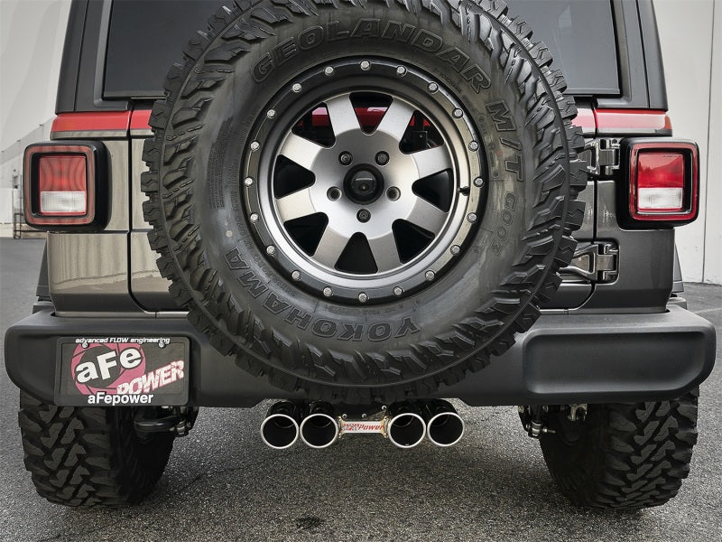 aFe Rebel Series 2.5in. 304 SS C/B Exhaust System 2018 Jeep Wrangler (JL) V6-3.6L - Polished Tip - 49-38071-P