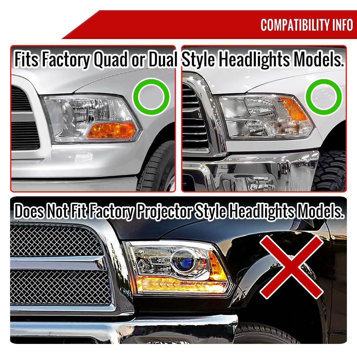 Spec-D Tuning - 2009-2018 Dodge RAM 1500 / 2019 RAM Classic / 2010-2018 RAM 2500 3500 Projector Headlights w/ Amber LED Sequential Turn Signal (Matte Black Housing/Clear Lens) - 4LHE-RAM09JM-SQ-RS