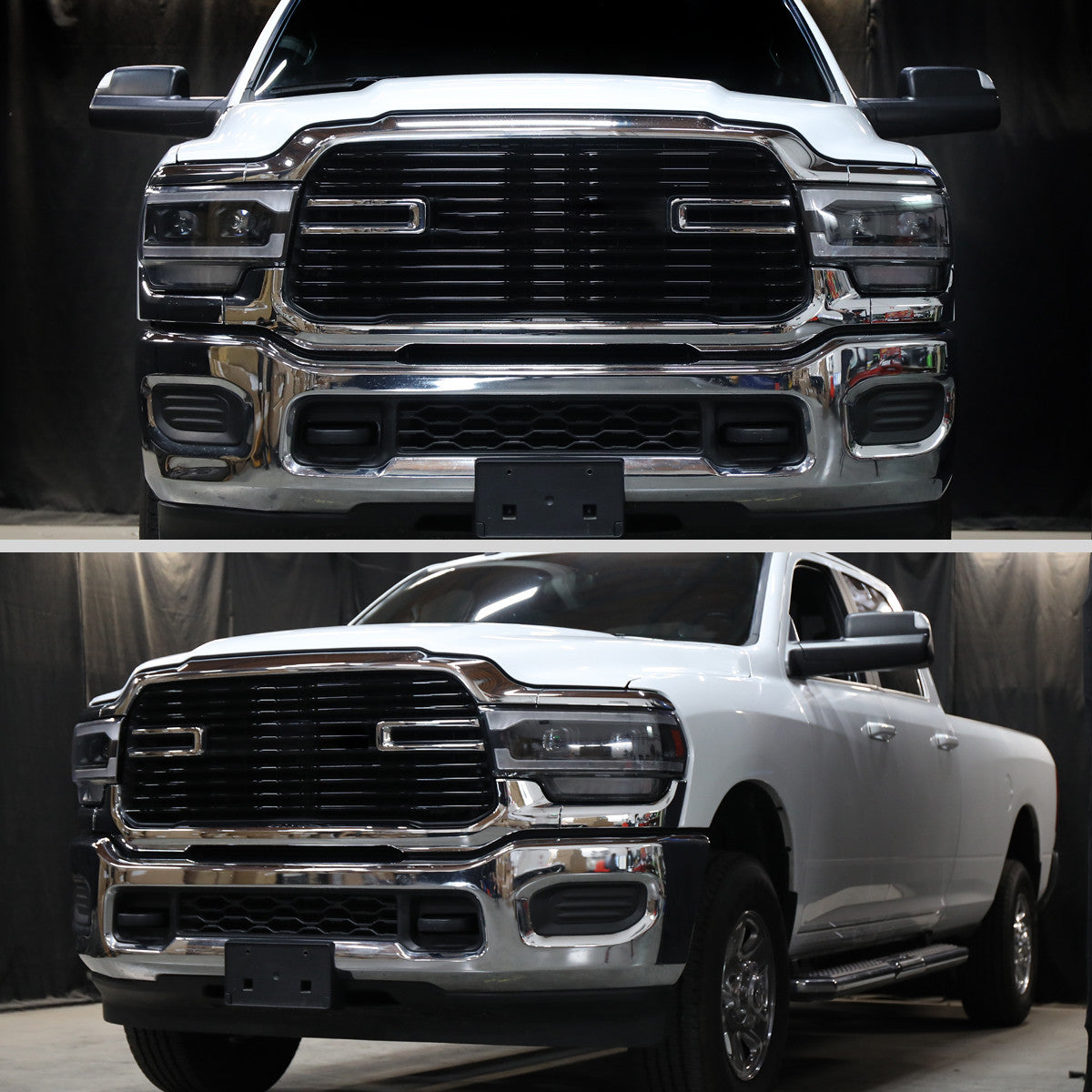 Spec-D Tuning - 2019-2024 Dodge RAM 2500/3500/4500/5500 Projector Headlights w/ Amber LED Sequential Turn Signal & Starup Animation (Matte Black Housing/Clear Lens) - 4LHP-RAM1925JM-SQ-RS