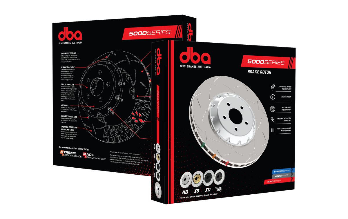 DBA 03-08 Infiniti G35 (w/Brembo Brakes) Front 5000 Series Drilled and Slotted Rotor w/Black Hat - DBA5600BLKXS