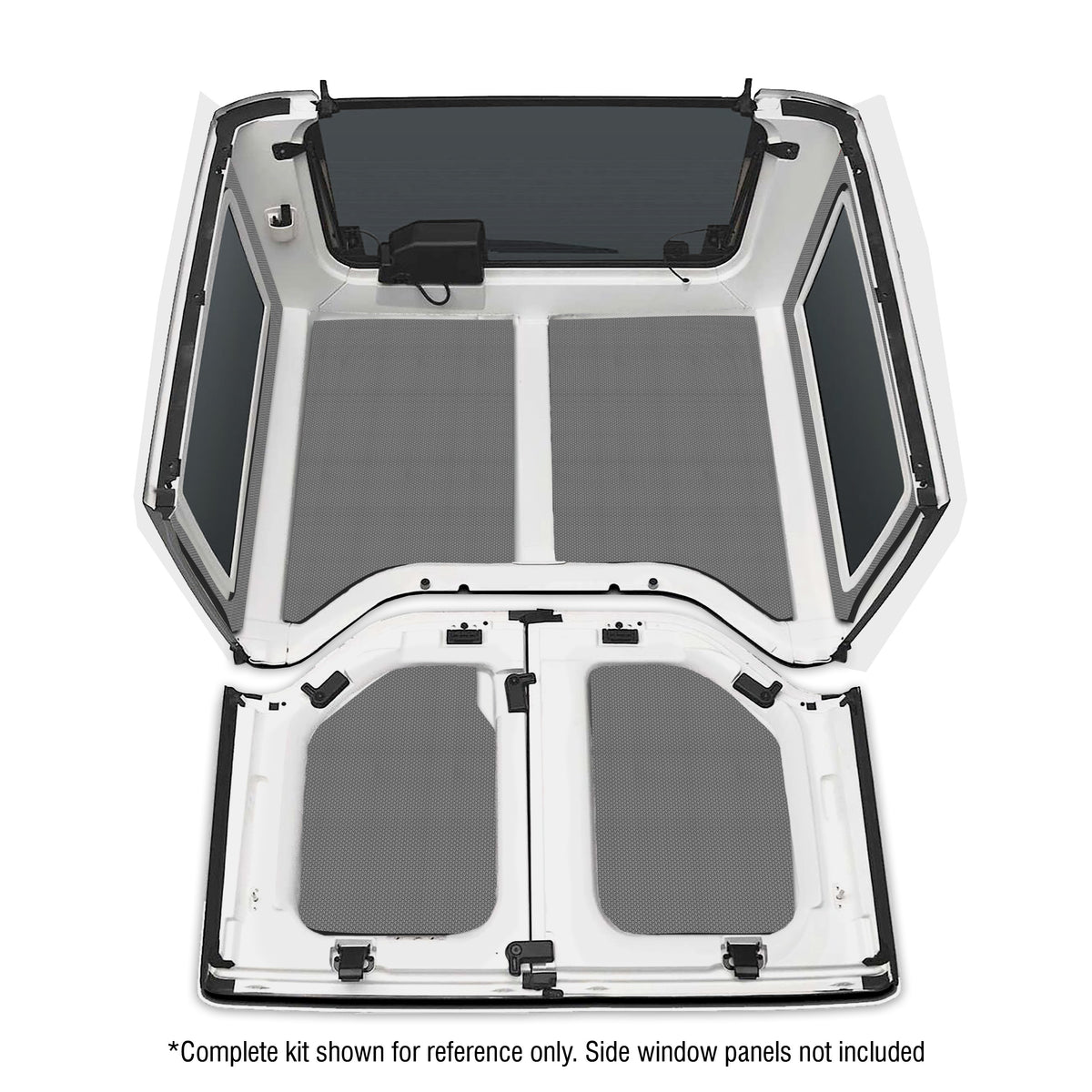 DEI 11-18 Jeep Wrangler JK 2-Door Boom Mat Headliner - 4 Piece - Gray - 50140 for 2011-2018 Jeep Wrangler - front view