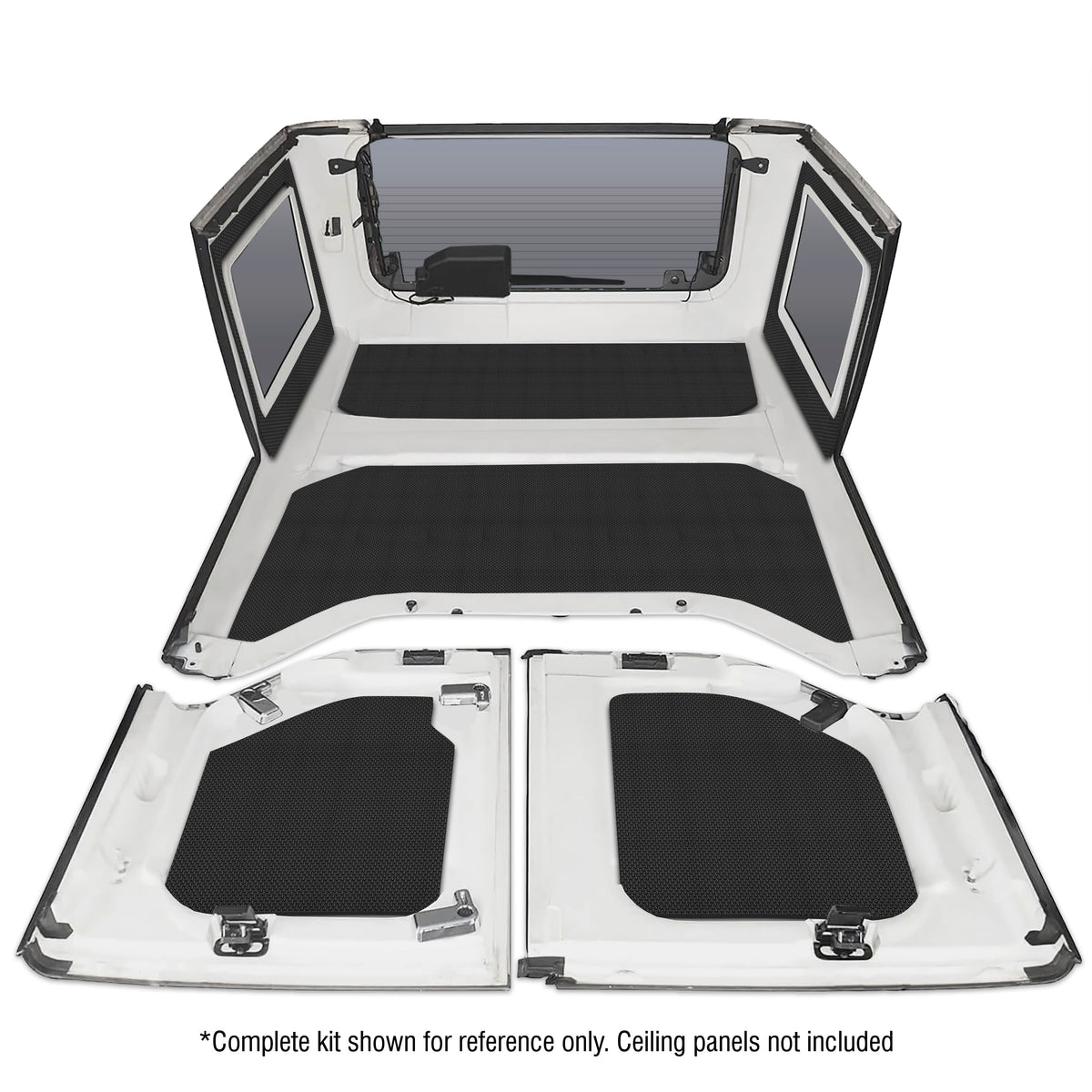 DEI 11-18 Jeep Wrangler JK 4-Door Boom Mat Rear Side Window Trim - 2 Piece - Black - 50149 for 2011-2018 Jeep Wrangler - fron