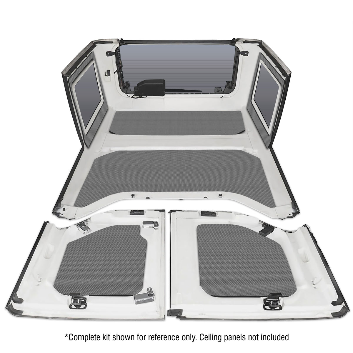 DEI 11-18 Jeep Wrangler JK 4-Door Boom Mat Rear Side Window Trim - 2 Piece - Gray - 50150 for 2011-2018 Jeep Wrangler - front