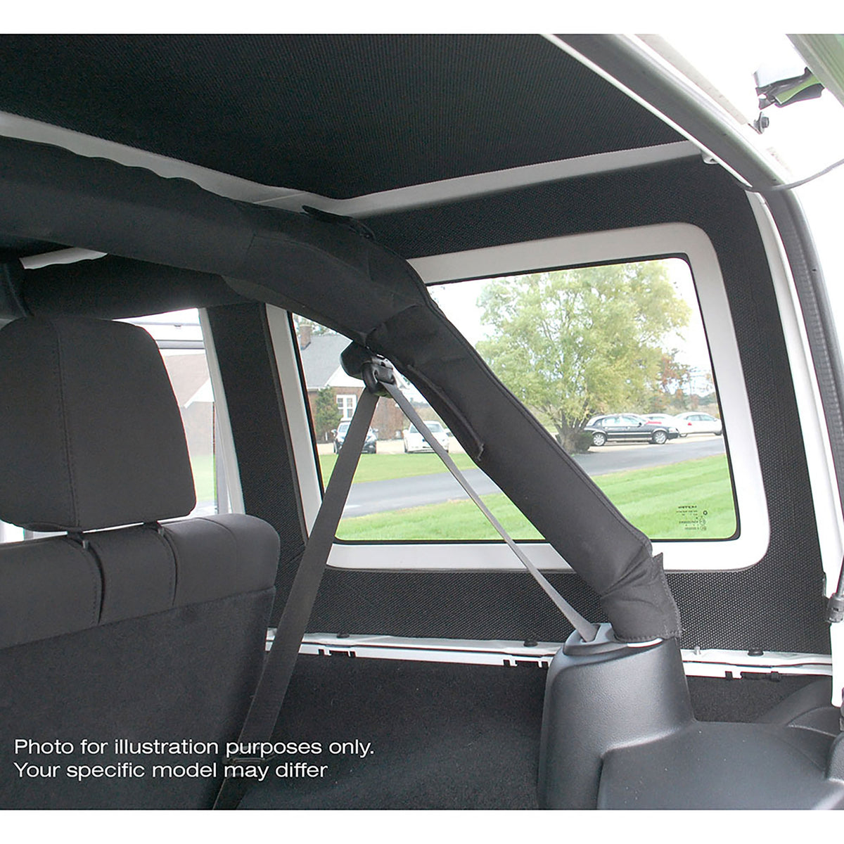 DEI 11-18 Jeep Wrangler JK 2-Door Boom Mat Rear Side Window Trim - 2 Piece - Black - 50152 for 2011-2018 Jeep Wrangler - fron
