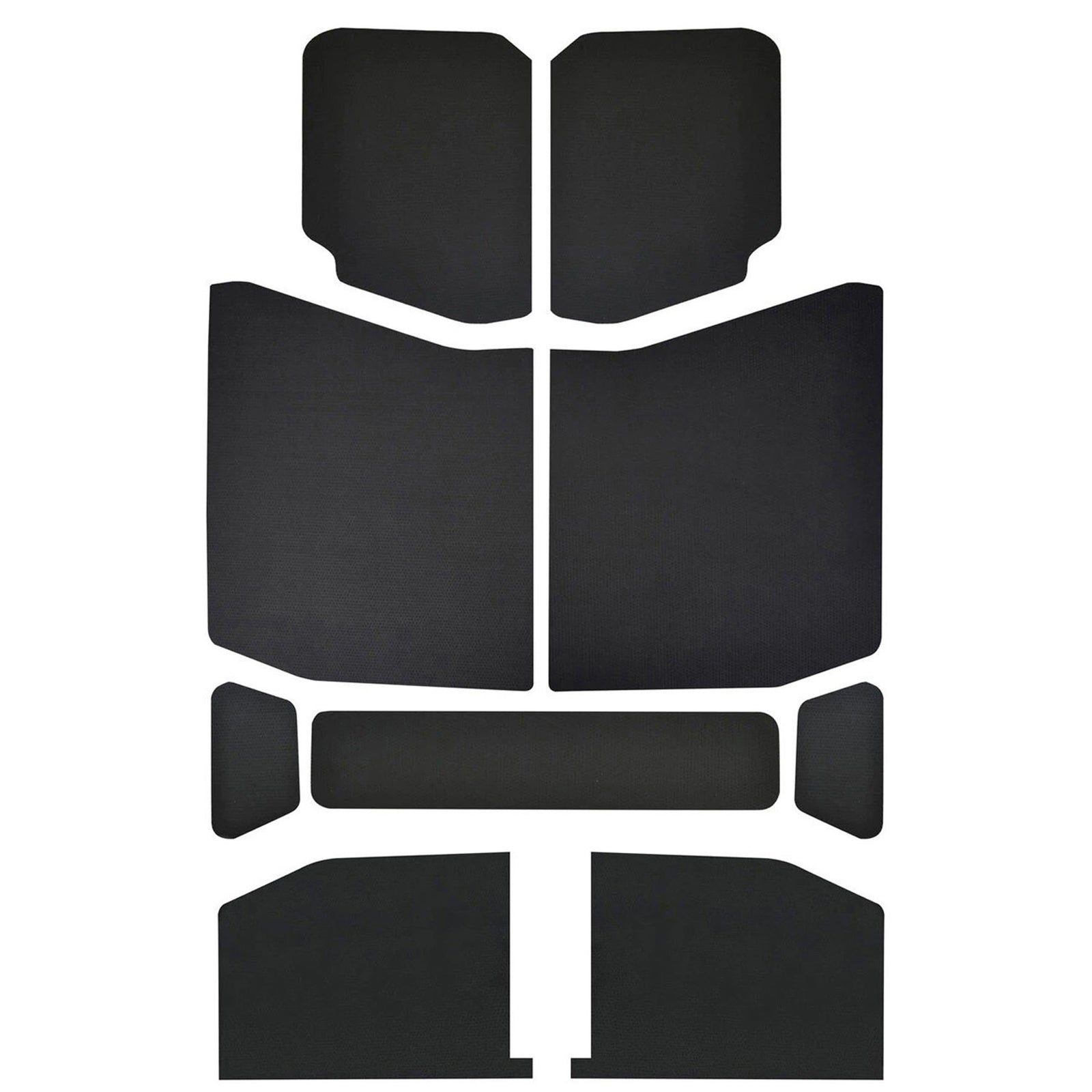 DEI 18-23 Jeep Wrangler JL 4-Door Boom Mat Headliner - 9 Piece - Black - 50168 for 2018-2021 Jeep Wrangler - front view