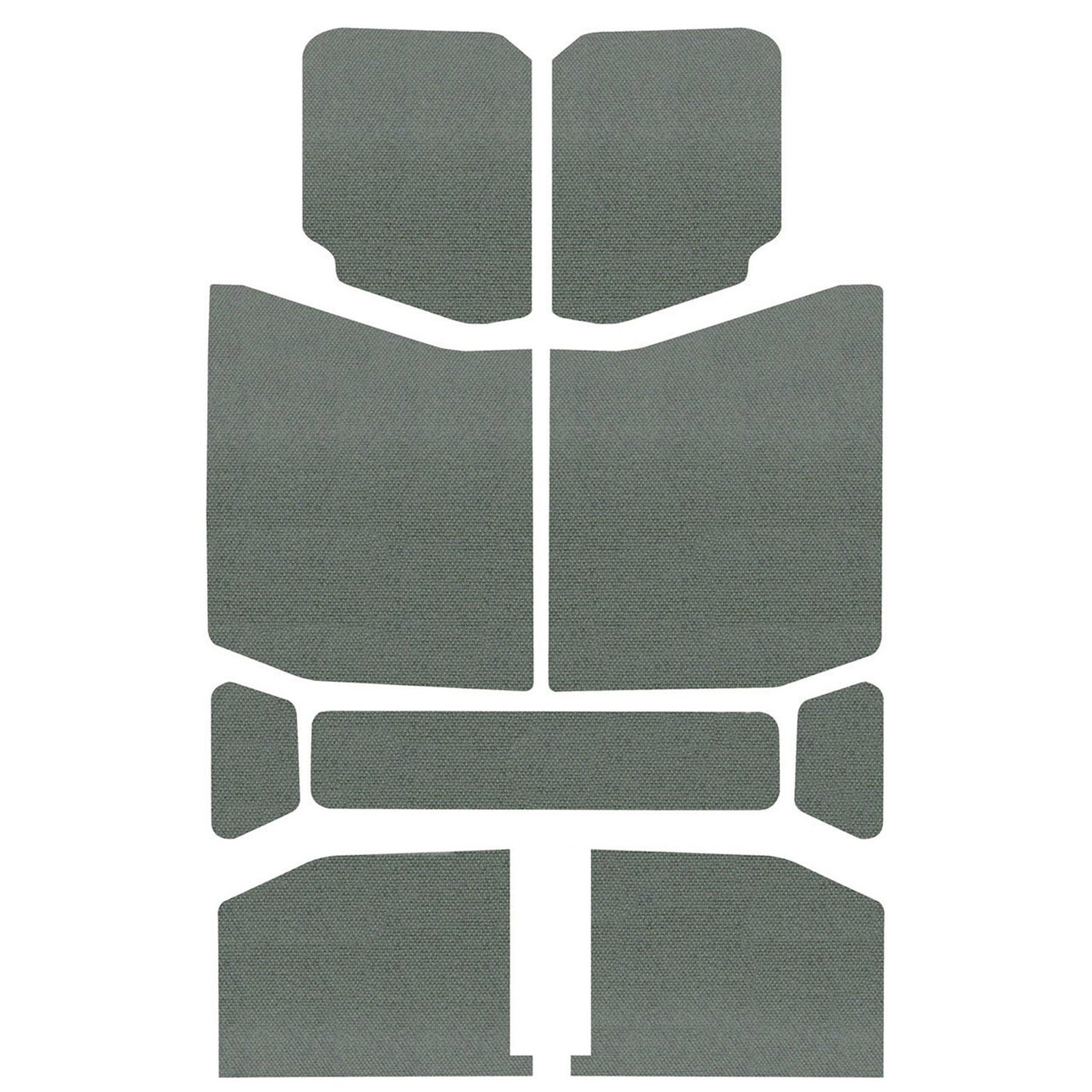 DEI 18-23 Jeep Wrangler JL 4-Door Boom Mat Headliner - 9 Piece - Gray - 50169 for 2018-2024 Jeep Wrangler - front view