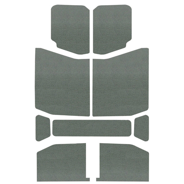 DEI 18-23 Jeep Wrangler JL 4-Door Boom Mat Headliner - 9 Piece - Gray - 50169 for 2018-2024 Jeep Wrangler - front view