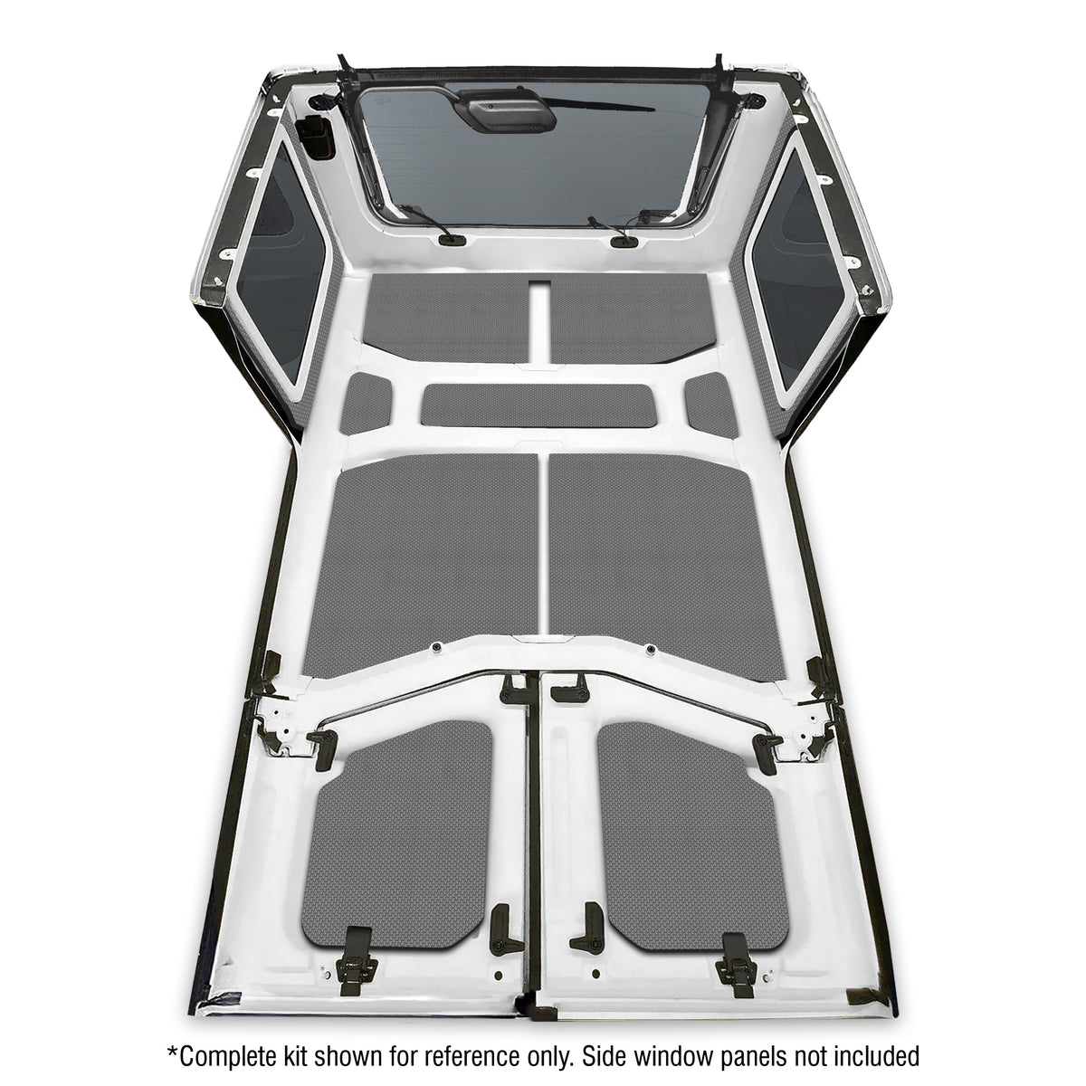 DEI 18-23 Jeep Wrangler JL 4-Door Boom Mat Headliner - 9 Piece - Gray - 50169 for 2018-2024 Jeep Wrangler - front view