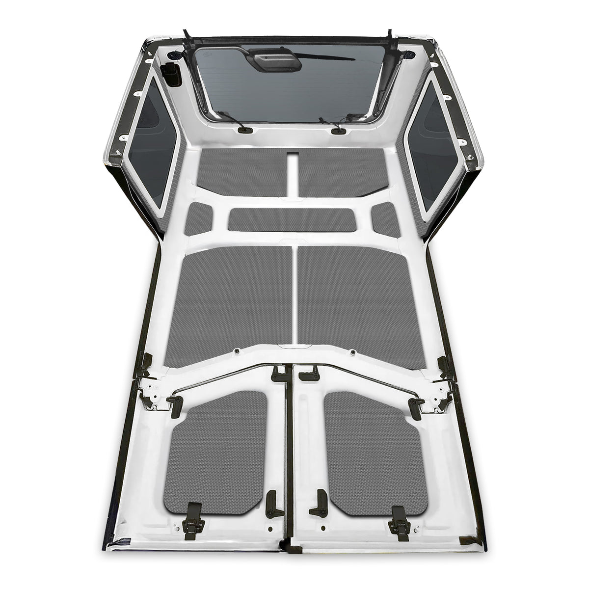 DEI 18-23 Jeep Wrangler JL 4-Door Boom Mat Complete Headliner Kit - 13 Piece - Gray - 50179 for 2018-2024 Jeep Wrangler - fro