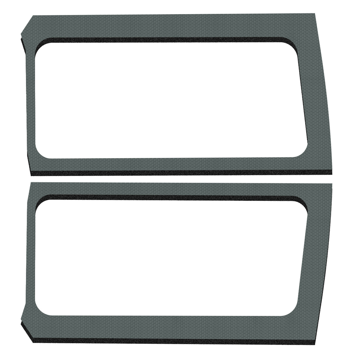 DEI 18-23 Jeep Wrangler JL 2-Door Boom Mat Rear Side Window Trim - 2 Piece - Gray - 50269 for 2018-2024 Jeep Wrangler - front