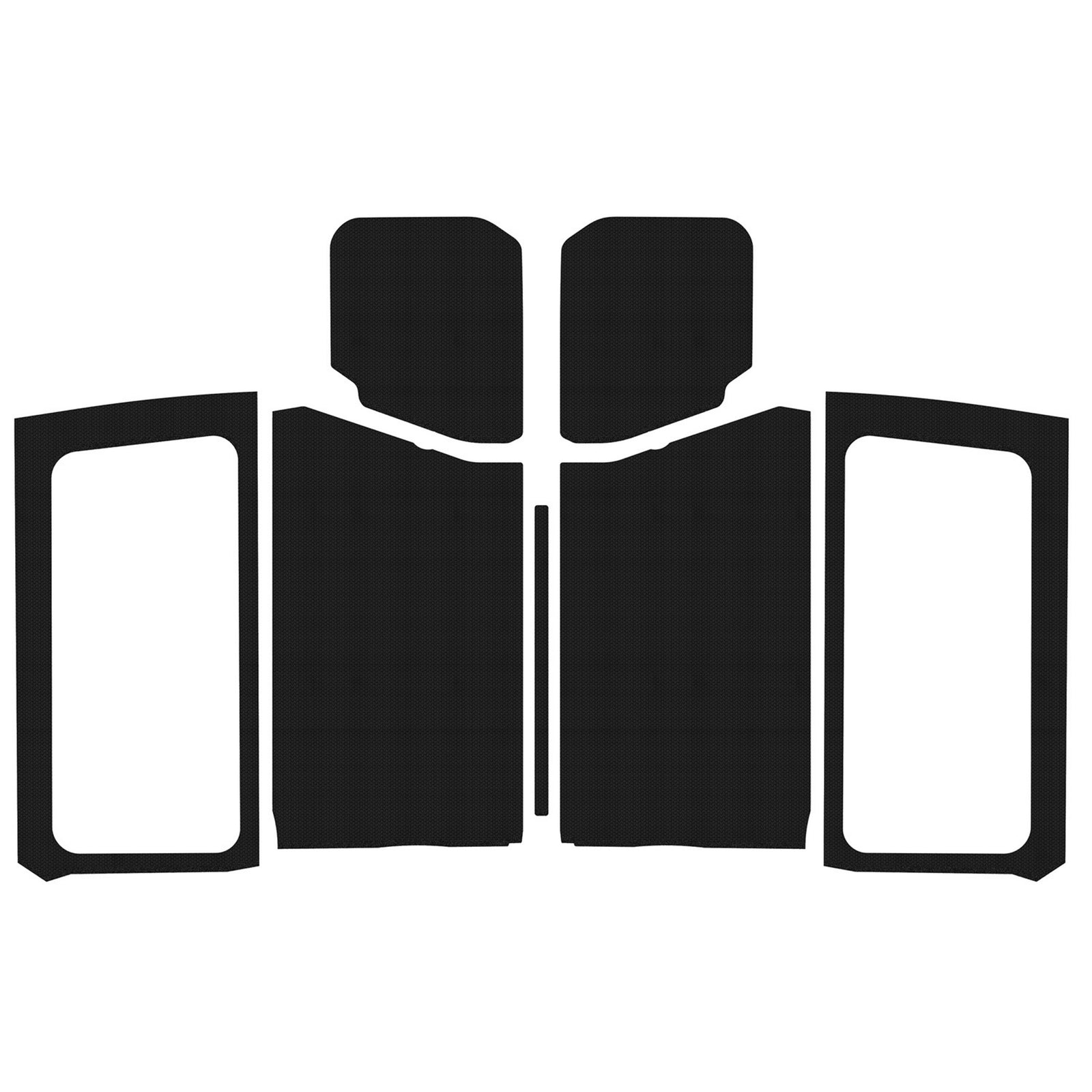 DEI 18-23 Jeep Wrangler JL 2-Door Boom Mat Complete Headliner Kit - 7 Piece - Black - 50280 for 2018-2024 Jeep Wrangler - fro