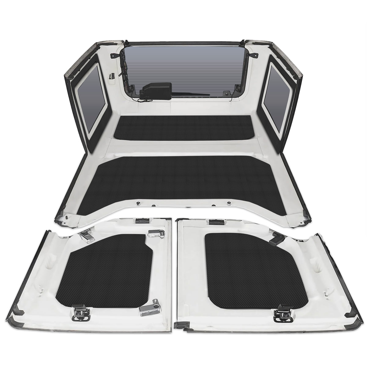 DEI 11-18 Jeep Wrangler JK 4-Door Boom Mat Complete Headliner Kit - 6 Piece - Black - 50290 for 2011-2018 Jeep Wrangler - fro