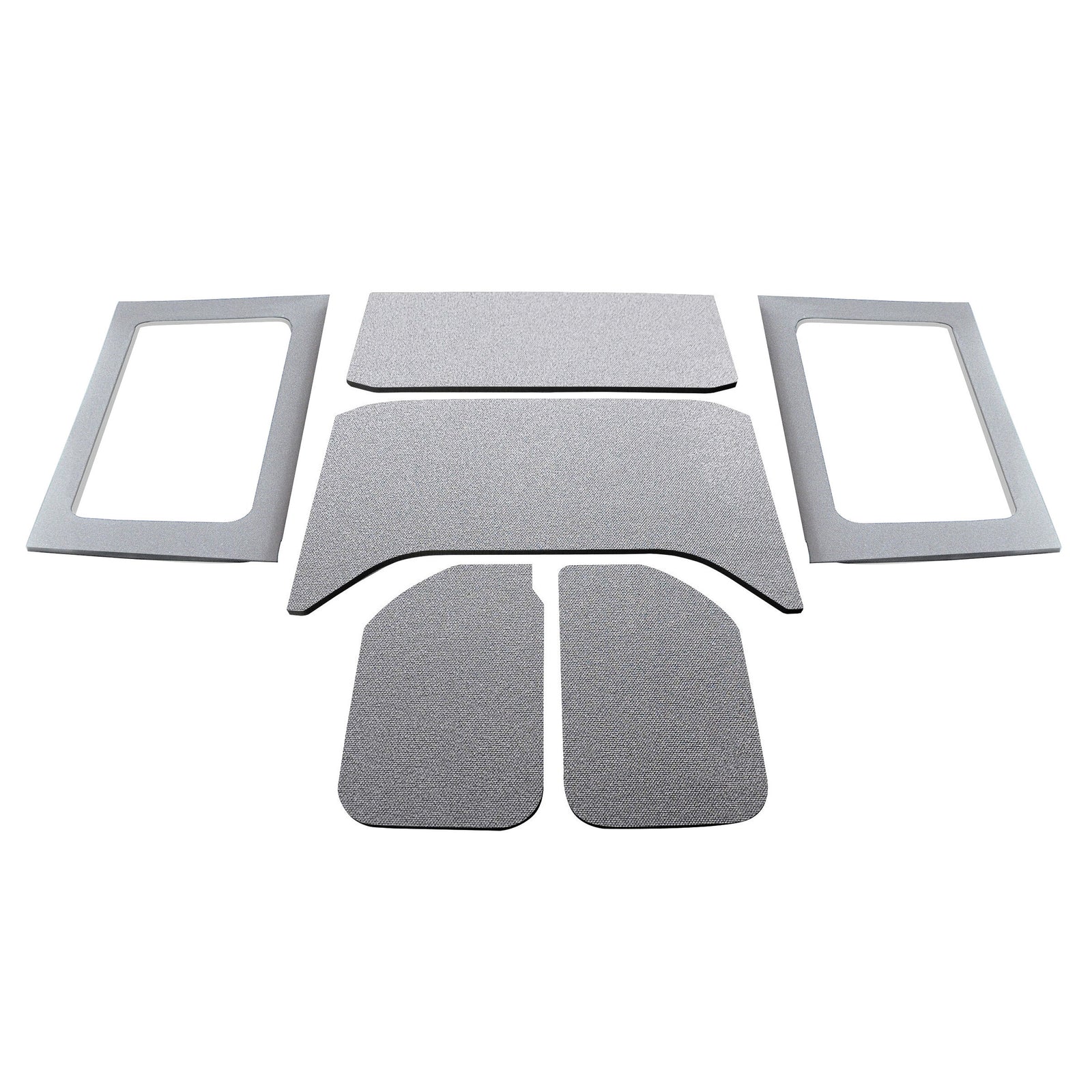 DEI 11-18 Jeep Wrangler JK 4-Door Boom Mat Complete Headliner Kit - 6 Piece - Gray - 50291 for 2011-2018 Jeep Wrangler - fron