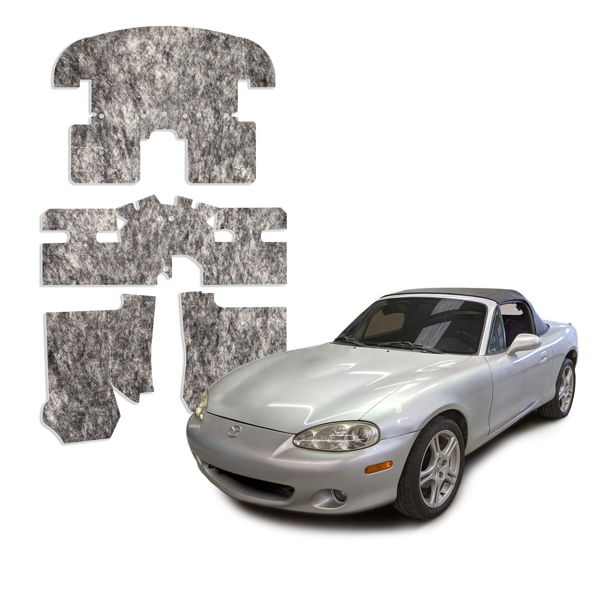 DEI 90-05 Mazda Miata NA & NB Under Carpet Interior Insulation Kit - 1/2in Thick - 50295 for 1990-2005 Mazda Miata - front vi