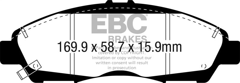 EBC 2016+ Cadillac XT5 Ultimax2 Front Brake Pads - UD1896 for 2017-2022 Cadillac XT5 - front view