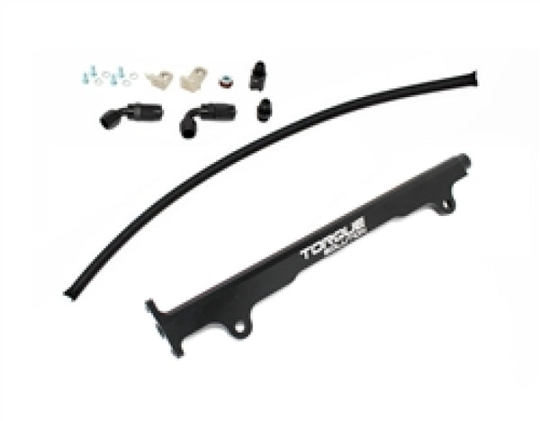 Torque Solution Mitsubishi Evo X Billet Aluminum Fuel Rail - Black - TS-EV-485BK for 2008-2015 Mitsubishi Lancer - front view