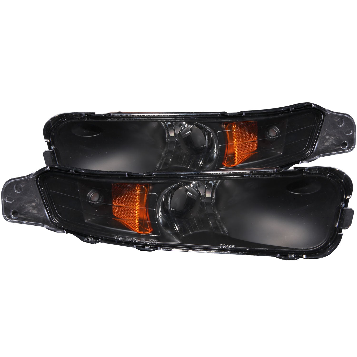 ANZO 2005-2009 Ford Mustang Euro Parking Lights Black w/ Amber Reflector - 511002 for 2005-2009 Ford Mustang - front view