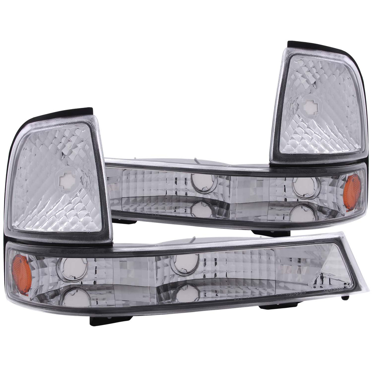 ANZO 1998-2000 Ford Ranger Euro Parking Lights Chrome w/ Amber Reflector - 511003 for 1998-2000 Ford Ranger - front view