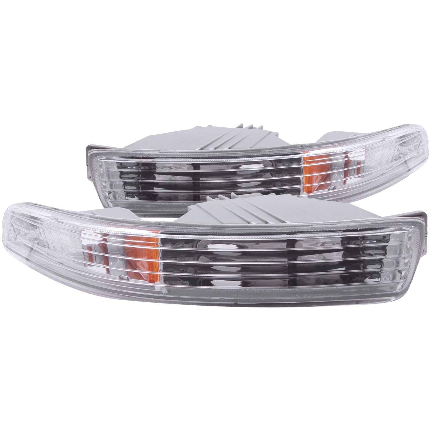 ANZO 1994-1997 Acura Integra Euro Parking Lights Chrome w/ Amber Reflector - 511020 for 1994-1997 Acura Integra - front view