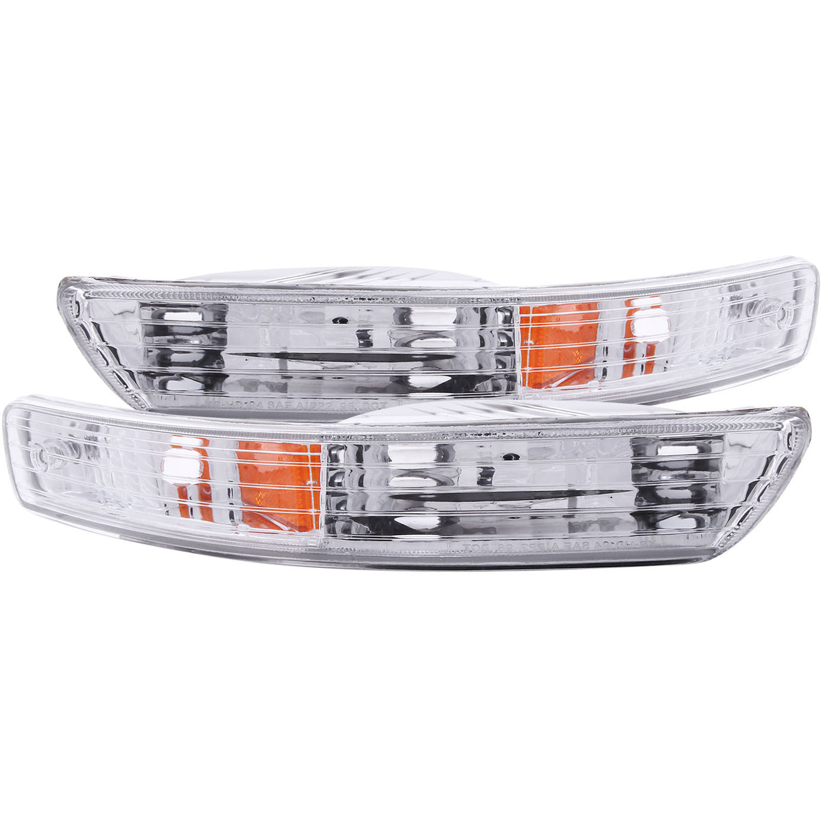 ANZO 1998-2001 Acura Integra Euro Parking Lights Chrome w/ Amber Reflector - 511021 for 1998-2001 Acura Integra - front view
