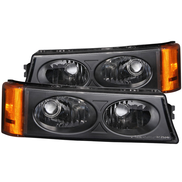 ANZO 2003-2006 Chevrolet Silverado 1500 Euro Parking Lights Black - 511036 for 2003-2007 Chevrolet Silverado 1500 - front vie