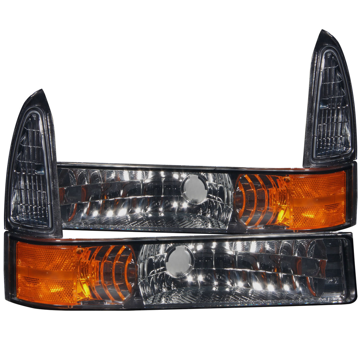 ANZO 2000-2004 Ford Excursion Euro Parking Lights Smoke w/ Amber Reflector - 511041 for 1999-2004 Ford F 250 - front view