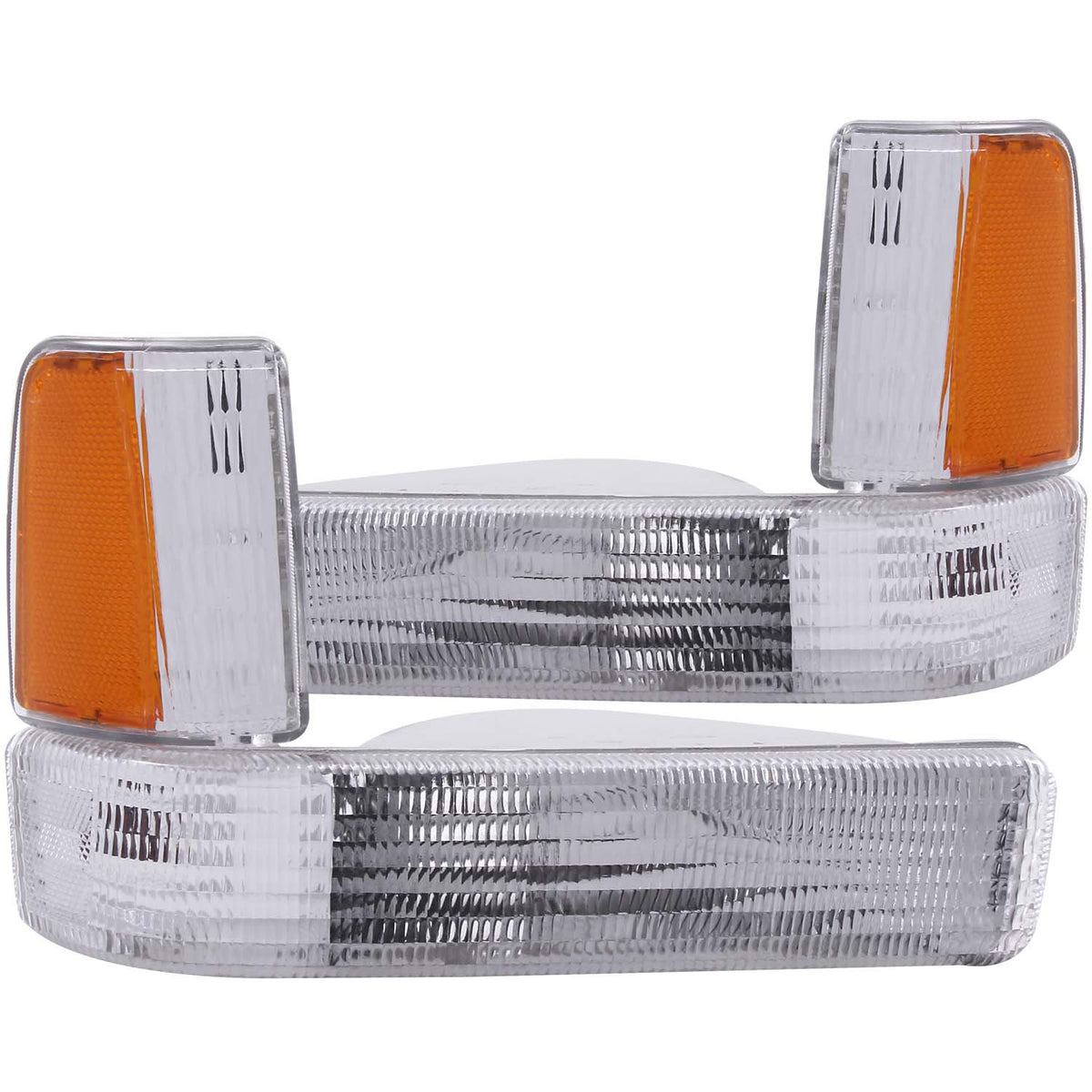 ANZO 1991-1996 Dodge Dakota Euro Parking Lights Chrome w/ Amber Reflector - 511047 for 1991-1996 Dodge Dakota - front view