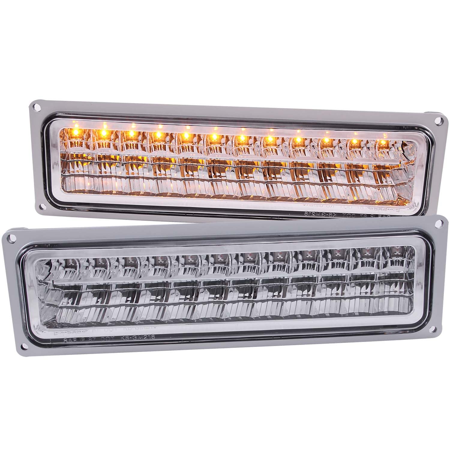 ANZO 1988-1998 Chevrolet C1500 LED Parking Lights Chrome - 511048 for 1988-2000 Chevrolet C3500 - front view