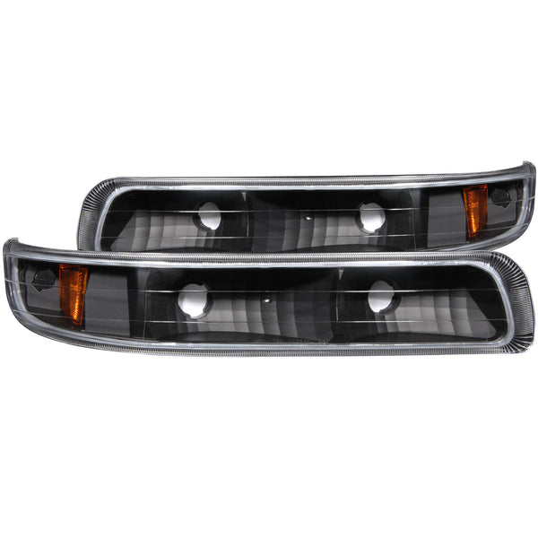 ANZO 1999-2002 Chevrolet Silverado 1500 Euro Parking Lights Black w/ Amber Reflector - 511065 for 2000-2006 Chevrolet Suburba