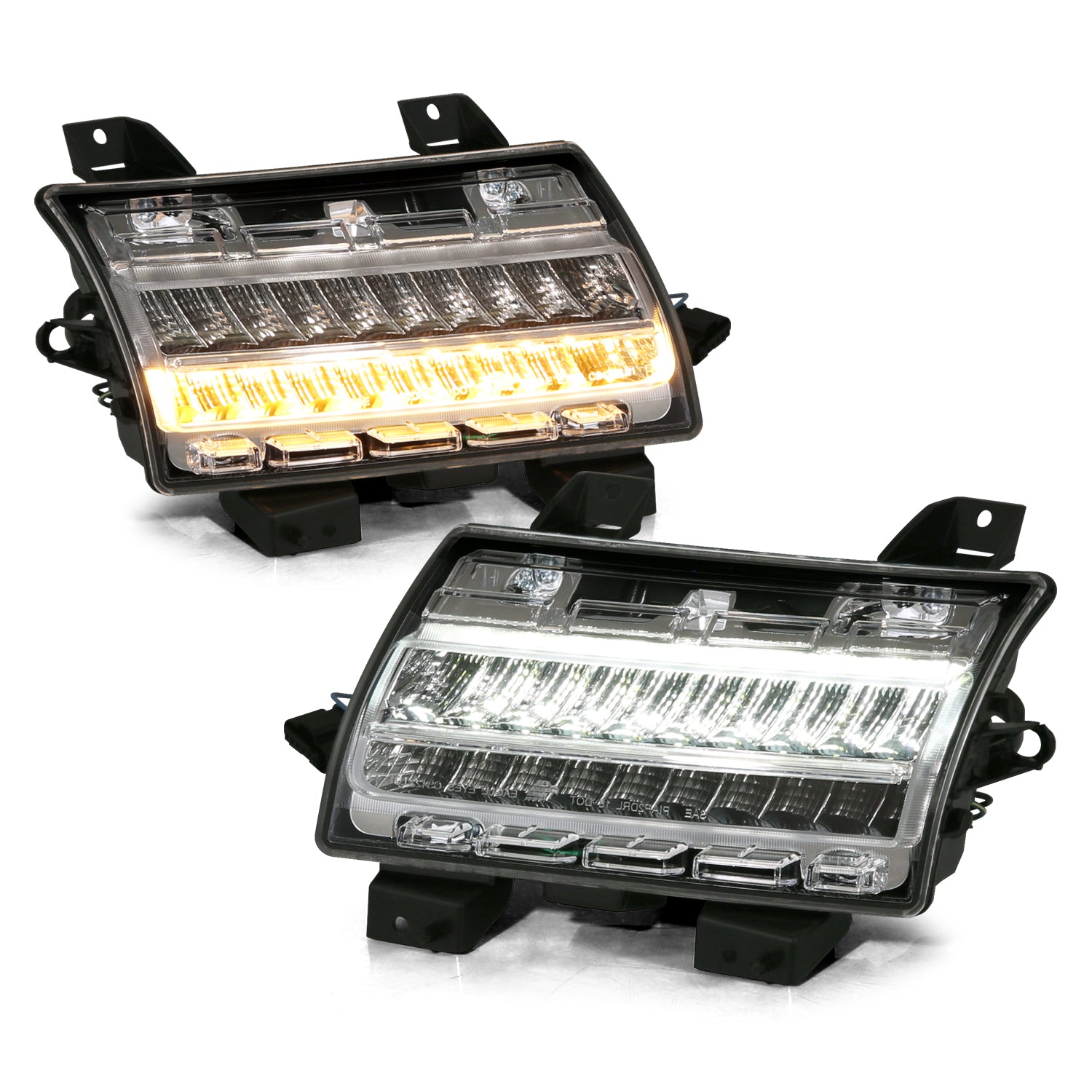 ANZO 18-19 Jeep Wrangler JL Halogen Chrome Clear w/ Sequential Signal - 511083 for 2018-2025 Jeep Wrangler - front view