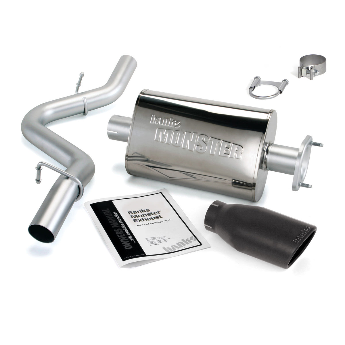 Banks Power 04-06 Jeep 4.0L Wrangler Monster Exhaust System - SS Single Exhaust w/ Black Tip - 51314-B