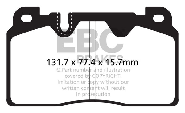 EBC 12+ Audi Q5 2.0 Turbo (Brembo) Redstuff Front Brake Pads - DP32168C for 2015-2023 Porsche Macan - front view
