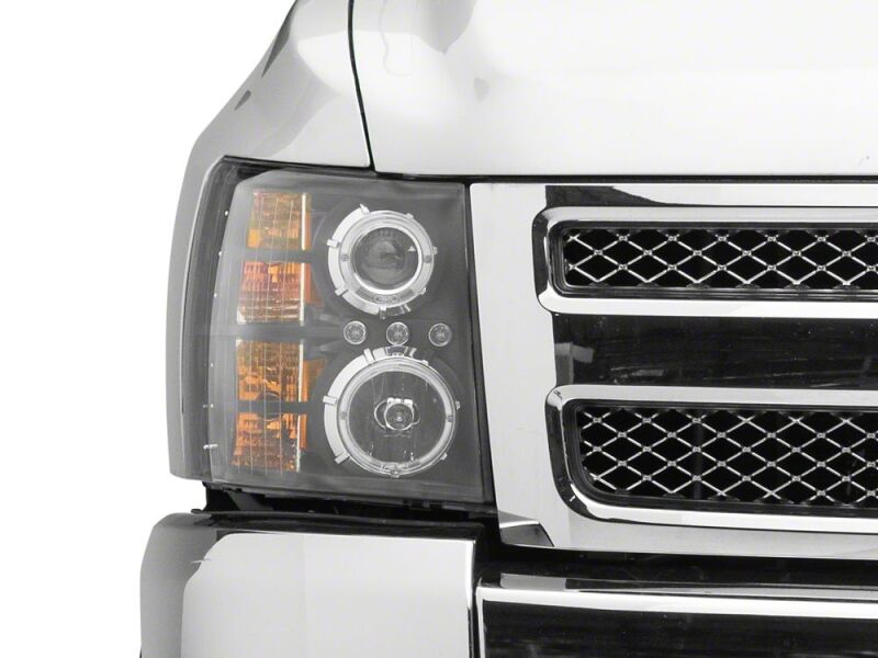Raxiom 07-13 Chevrolet Silverado 1500 LED Halo Projector Headlights- Black Housing- Clear Lens - S112713 - close-up view 4