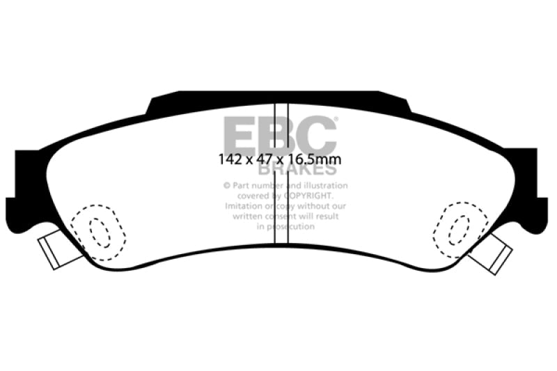 EBC 98-05 Chevrolet Blazer 4.3 2WD Ultimax2 Front Brake Pads - UD726 for 1998-2005 Chevrolet Blazer - front view