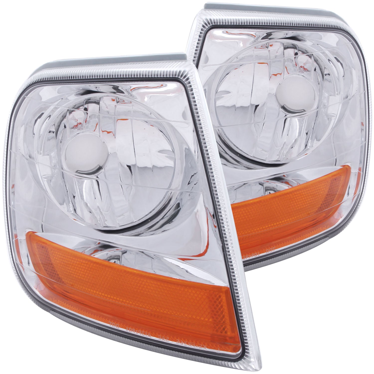 ANZO Corner Lights 1997-2003 Ford F-150 HARLEY - DAVIDSON Style Corner Lights Chrome w/ Amber Rflct - 521026 for 1997-2004 Fo