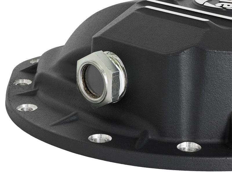 AFE Rear Differential Cover Black w/Machined Fins Nissan Titan XD 16-19 - w/Oil - 46-70362-WL