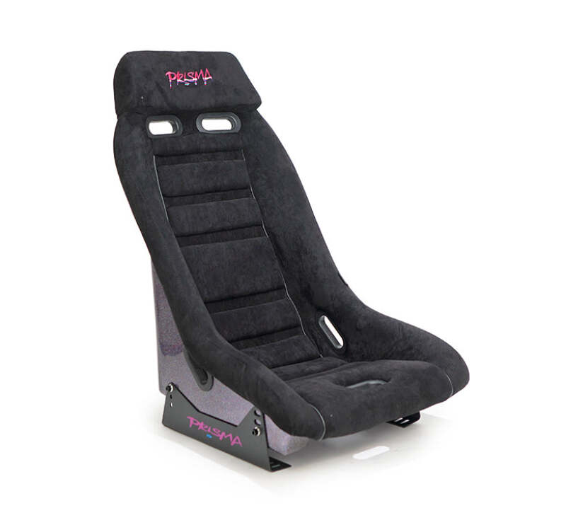 NRG GT Retro Bucket Seat - Black Vegan Leather Black Stitching Multicolor Fiberglass Back w/ Glitter - PRI-150BK-PRISMA - front view