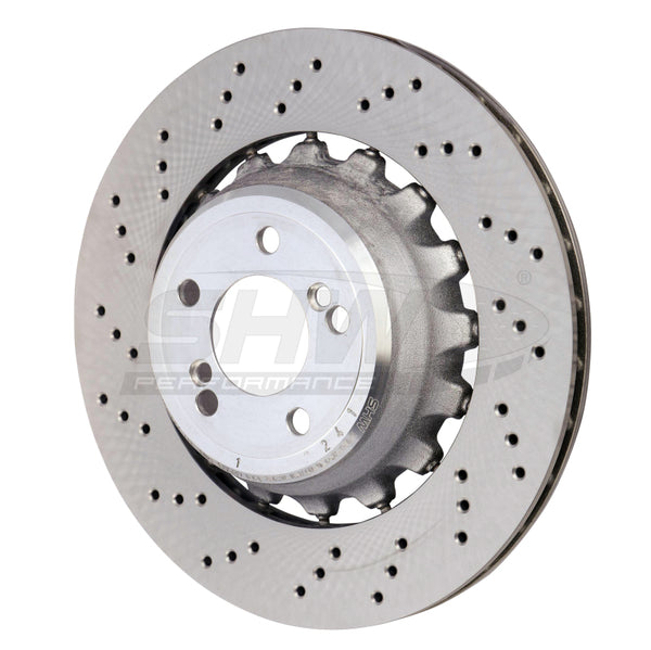 SHW 15-18 BMW X5 M 4.4L Left Rear Cross-Drilled Lightweight Brake Rotor (34212284903) - BRL48503 for 2015-2019 BMW X6 - front