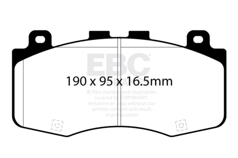 EBC 2018+ Jeep Grand Cherokee Trackhawk Yellowstuff Front Brake Pads - DP42400R for 2018-2021 Jeep Grand Cherokee - front vie