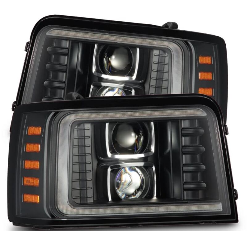 AlphaRex 92-96 Ford F-Series/Bronco LUXX-Series Proj Headlights Blk w/Actv Light SeqSig &amp; SBDRL - 880268