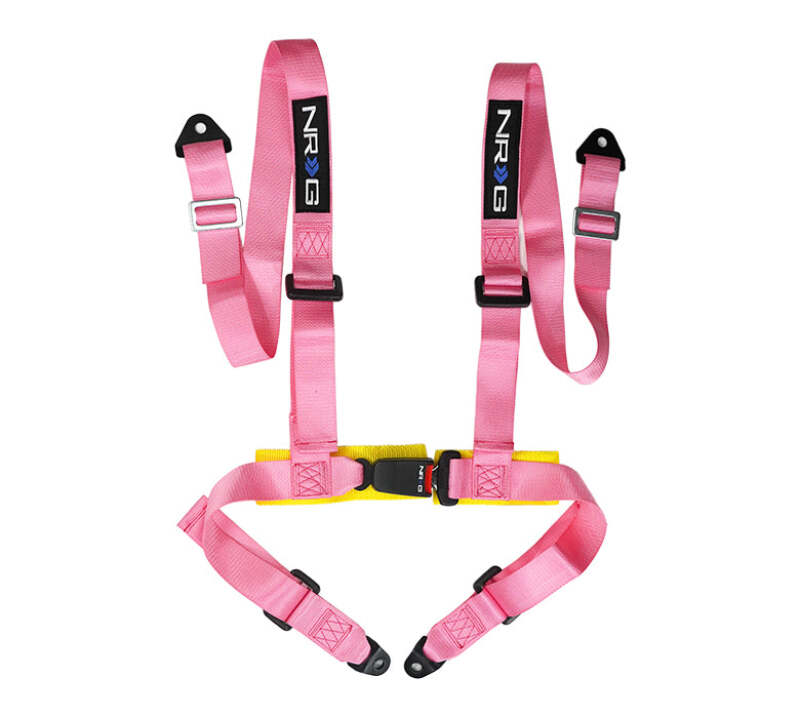 NRG 4 Point Seat Belt Harness / Buckle Lock- Pink - SBH-4PC-SPK - front view