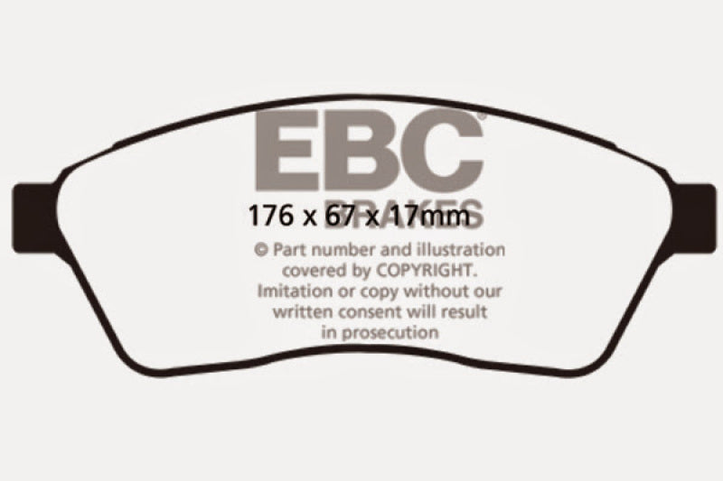 EBC 10-11 Cadillac SRX 2.8 Turbo Ultimax2 Front Brake Pads - UD1422 for 2010-2016 Cadillac SRX - angle view