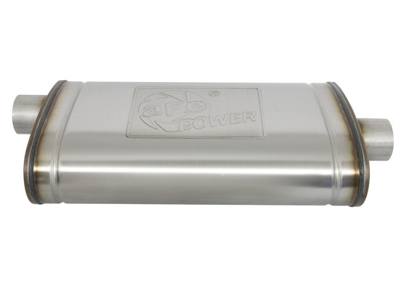 aFe MACHForce XP SS Muffler 3in Center Inlet / 3in Offset Outlet 22in L x 11n W x 6in H Body - 49M00016