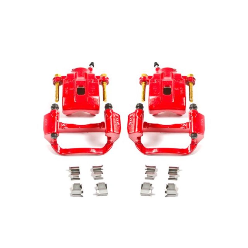 Power Stop 08-15 Toyota Sequoia Rear Red Calipers w/Brackets - Pair - S3276 for 2007-2015 Toyota Tundra - front view