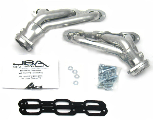 JBA 05-10 Chrysler 3.5L V6 1-5/8in Primary Silver Ctd Cat4Ward Header - 1920SJS for 2006-2010 Dodge Charger - front view