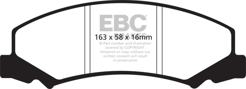EBC 08-09 Buick Allure (Canada) 5.3 Ultimax2 Front Brake Pads - UD1159 for 2006-2013 Chevrolet Impala - front view