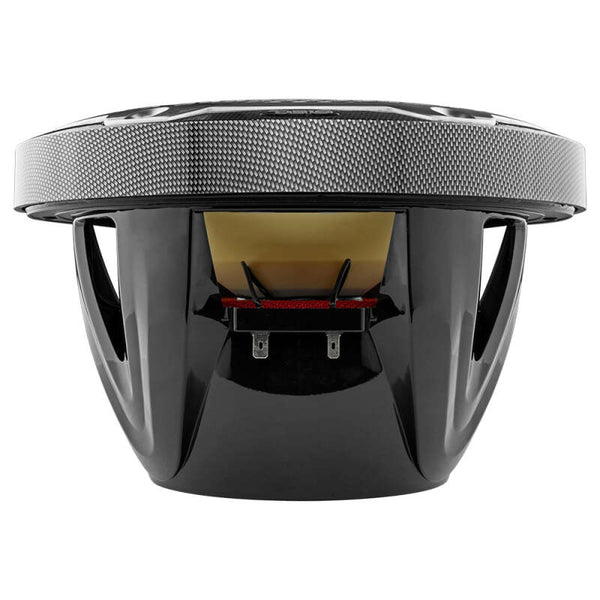 DS18 NXL Marine Subwoofer With RGB LEDs 10in 300 Watts RMS 4 ohm SVC Black Carbon Fiber - CF-10SUB - front view