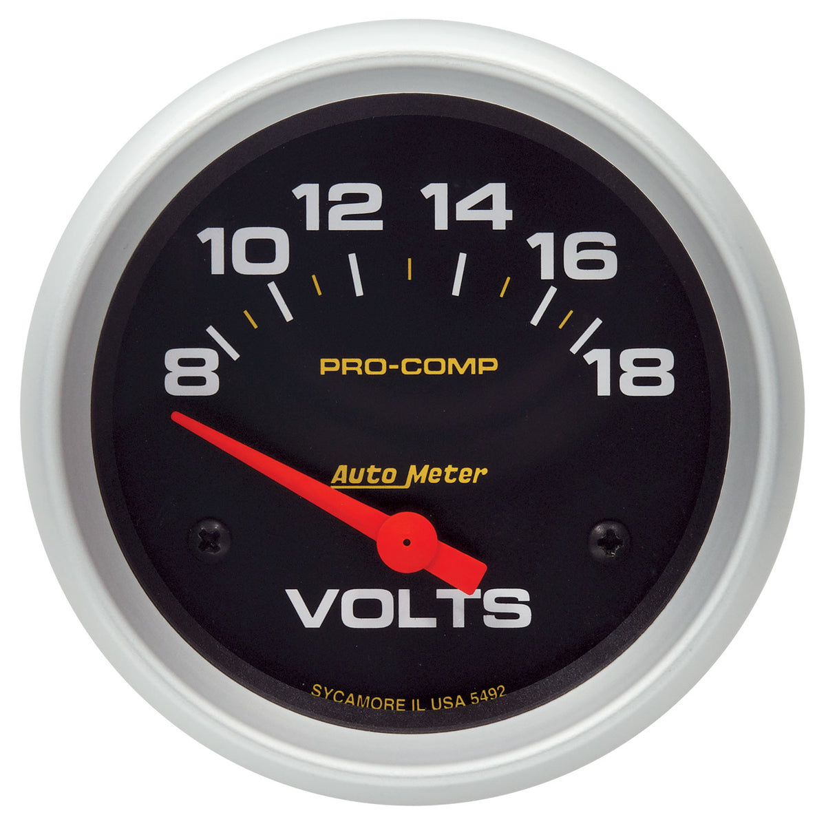 Autometer Pro Comp 8-18 Volts Short Sweep Electronic Voltmeter Gauge - 5492